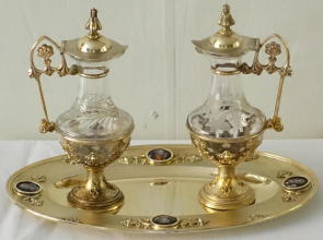 French antique solid silver gilt Gothic Chapel Set